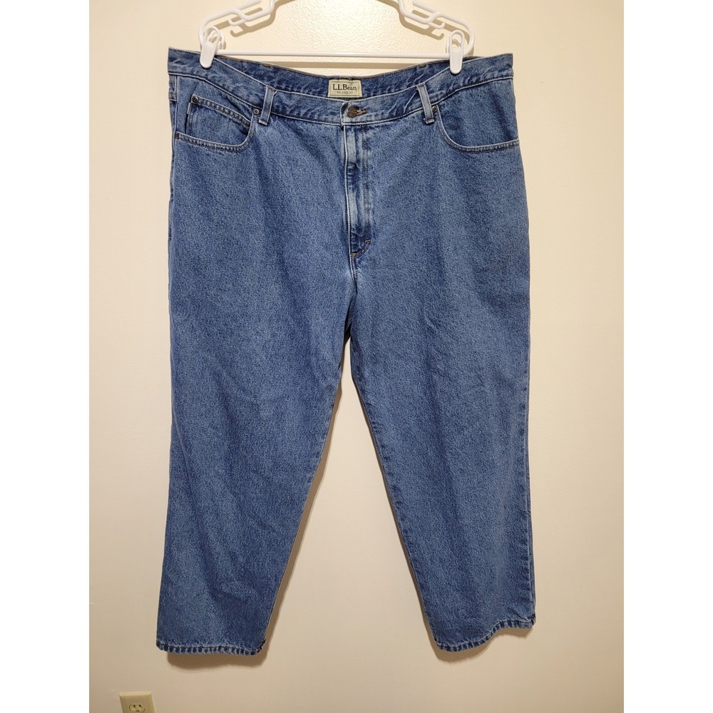 L.L. Bean Relaxed Fit Jeans Mens 44x30 Blue Flannel Lined